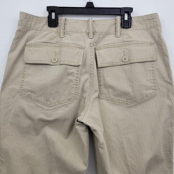 Lands' End Tan Mid Rise Straight Leg Pants With Stripe Detail Size 10 - Picture 7 of 10